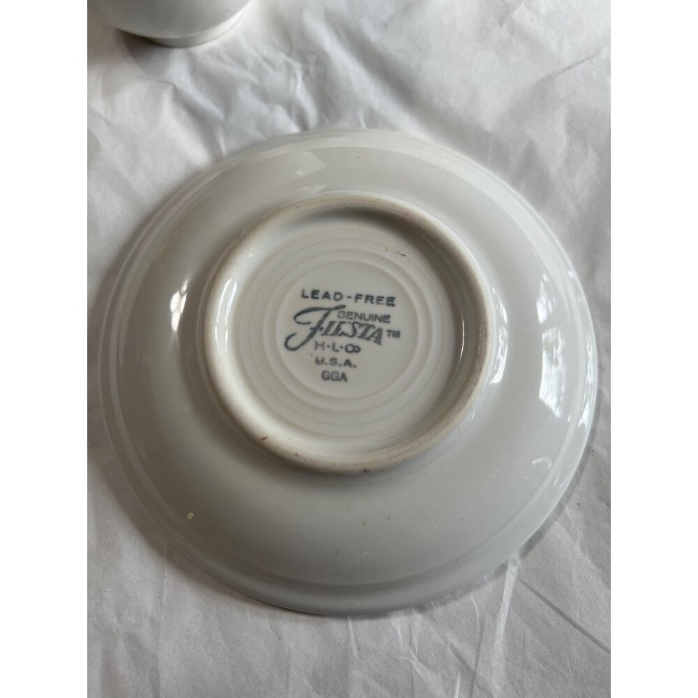 Vintage Fiesta H-L-O Genuine Lead-Free White Cup & Saucer Set Made In USA - Picture 4 of 7